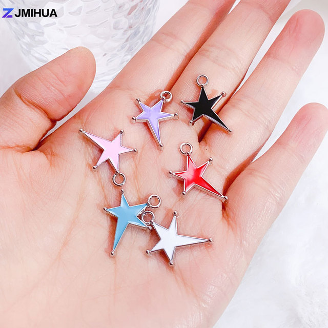 15pcs Enamel Charms Pendant Star Charms For Jewelry Making